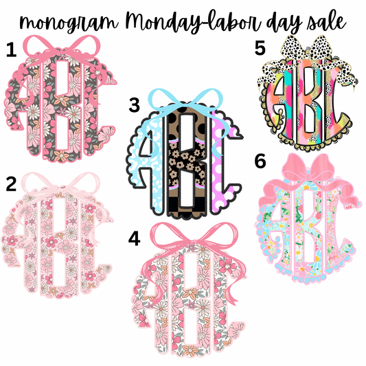 Monogram Monday - Labor Day Sale