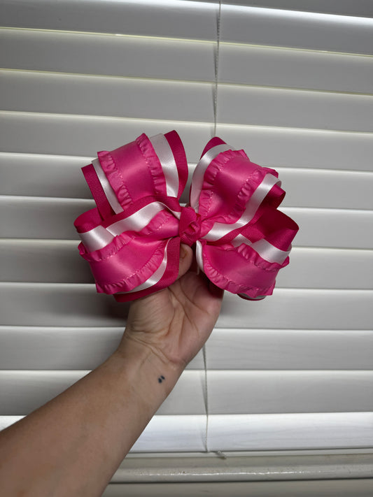 Pink double ruffle bow