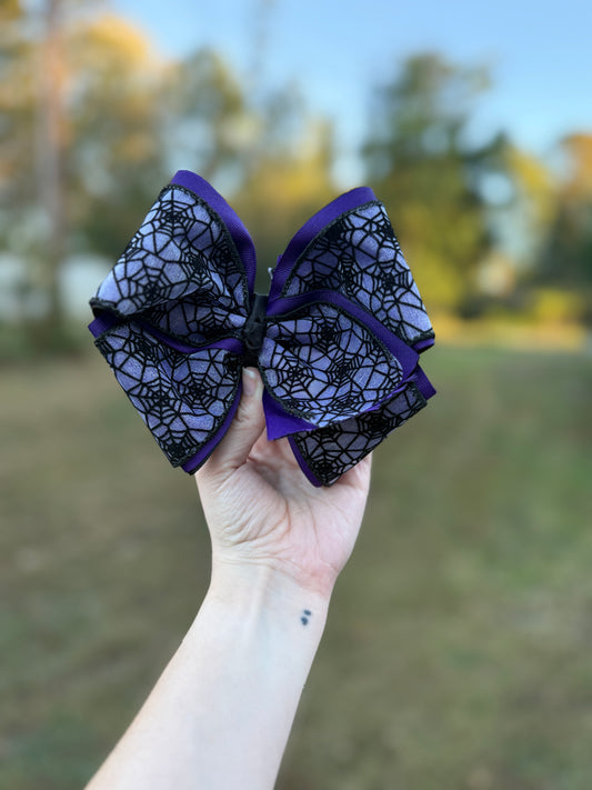 Purple Spider Web Bow - 6”