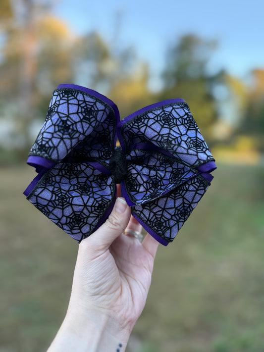 Purple Spider Web Bow - 6”