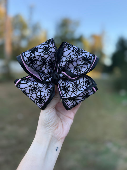 Pink Spider Web Bow - 6”
